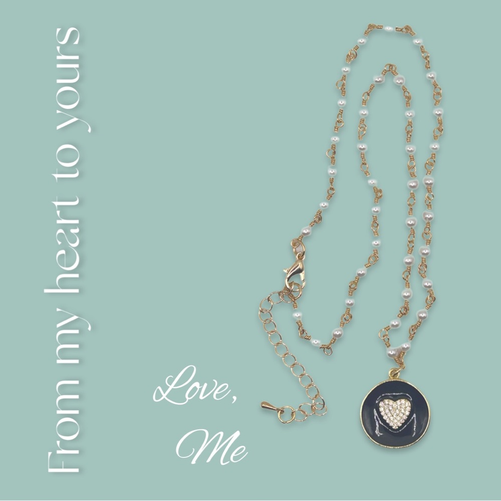 Gold and Black Heart Pendant Necklace